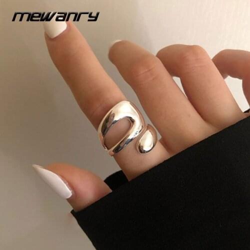 Mewanry 925 Sterling Silver Rings for Women New Trend Elegant Simple Design Irregular Hollow Jewelry Birthday Gifts Wholesale