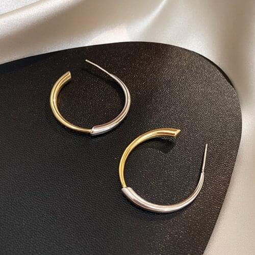 Korean Gold Hit Color Geometric Letter C Splice Circle Drop Earrings for Women Accessories Gifts Trendy Fashion Jeewlry