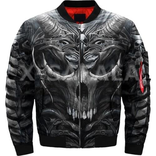 Mens Unisex 3D Bomber Jackets Trippy Skull Head Print Zipper Flight Jacket Casual Unisex Harajuku Women Streetwear Thick Coat