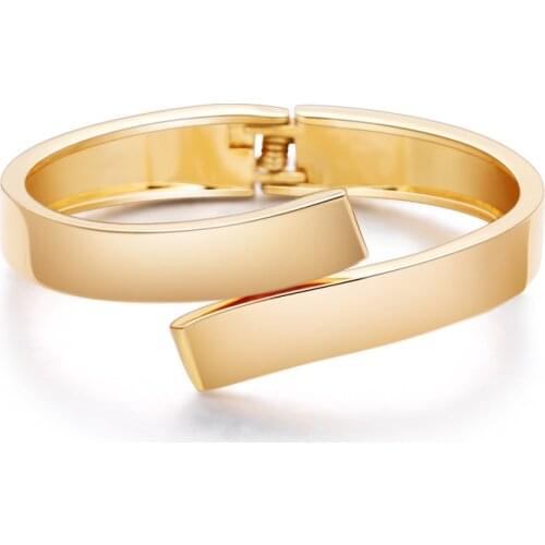 Personality Trendy Bangle Bracelets for Women Alloy Simple Cross Line Female Gold Bracelet
