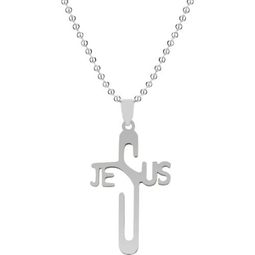 Jesus Cross Pendants & Necklaces Men Stainless Steel Never Fade Pendants Rope Chain Religious Necklaces Women Christian Jewelry