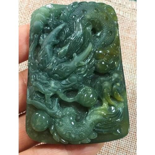 Natural Myanmar jade A HandCarved dragon green jade pendant jade necklace pendants jewelry jade necklaces woman