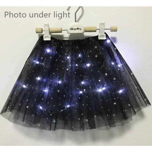 2020 new Light LED Girl Kids Clothes Star Tutu Skirt Princess Party Tutus Tulle Pettiskirt Child Ballet Dance Halloween black