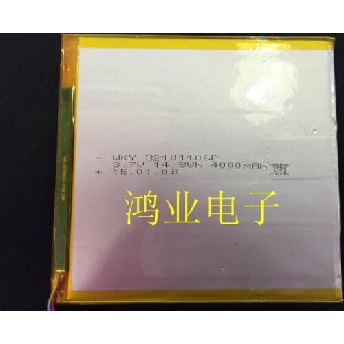 New 3.7V polymer lithium battery 32101106P 4000MAH for flat MID and other digital products Rechargeable Li-ion Cell