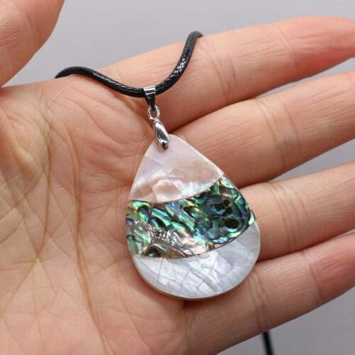 Natural Shell Necklace With Drop-Shaped Pendant Leather Cord 2MM Charms For Elegant Women Love Romantic Gift