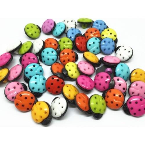 100pcs Plastic Mixed Ladybugs Buttons Kids Sewing Crafts Fancy Cartoon Shank Ladybirds Button For Scrapbooking