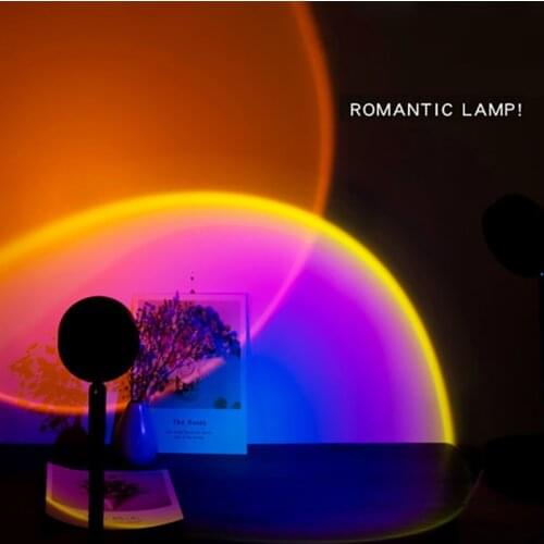 Rainbow Sundown Lamp Halo Projector Atmosphere LED Light Room Wall Background Decoration Floor Lamp USB Colorful Circular Light
