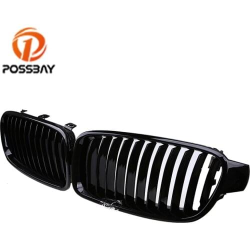 POSSBAY Gloss Black Front Bumper Grilles Hood Center Grill for BMW 3-Series F30 320dX/320i/340iX/Hybrid 3 Sedan 2012-2017