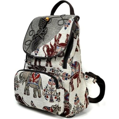 Ethnic bags female 2019 new Korean version of the national wind handmade wax rope weaving accessories backpack travel backpack