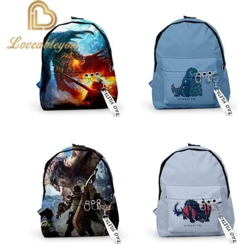 3d Print Monster Hunter Backpack Unisex Backpacks Fashion School Travel Bags for Teenagers Boys Girls Backpacks