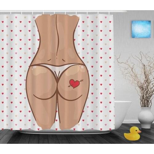 Cute Cartoon Shower Curtain Sexy Back With The Lipstick Decor Bathroom Shower Curtains Waterproof Polyester Fabric With Hooks
