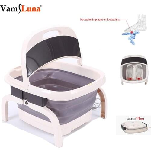 Folded Foot Bath Spa Massager - Heating & Bubble Wave - All in One Pedicure Machine Set for Relaxation & Red Light Therapy