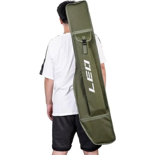 Army Green 1.2m Fishing Gear Package Foldable Canvas Fishing Rod Bag Long Soft Storage Shoulder Bag For Fishing Tool