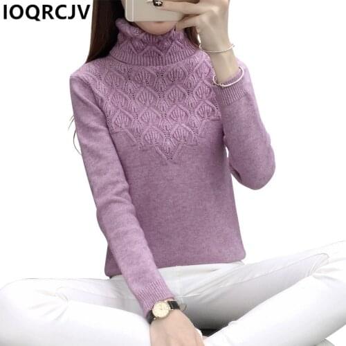 IOQRCJV Sweater Female 2019 Autumn Winter Cashmere Knitted Women Sweater And Pullover Turtleneck Elastic Jumper Pull Femme R941