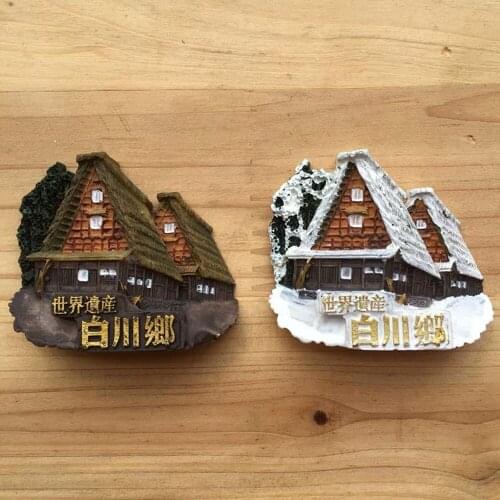 High Quality Japan 3D World Heritage Shirakawa House Travel Souvenirs Creative Refrigerator Magnetic Stickers Home Decoration