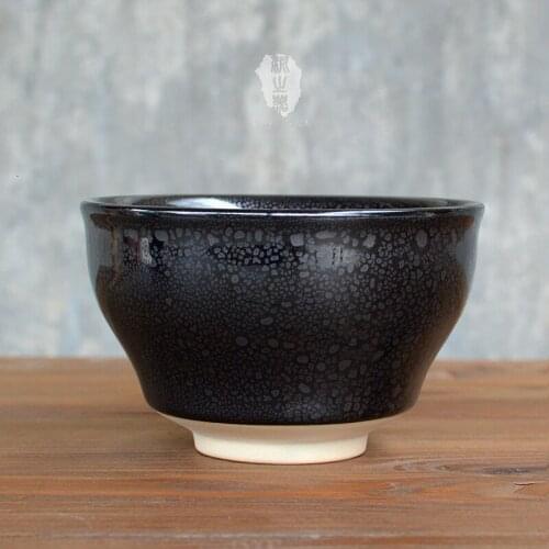 Japanese tea ceremony ceramic black glaze teaware matcha bowl rough pottery tea set tea cup fine powder teacup