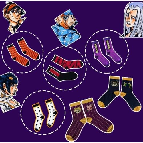 Funny Men JoJos Bizarre Adventure Golden Wind Anime Cosplay Socks Stockings JoJo Short Cotton Ankle Socks Anime Accesories