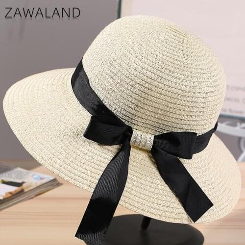 Zawaland 2021 Bowknot Beach Hats Fashion Spring Summer Sun Cap Casual Travel Street Women Caps Solid Color Adult Hats