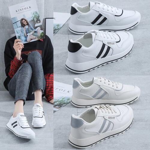 2021 Women Casual Shoes New Women Sneakers Fashion Breathable PU Leather Platform White Women Shoes Soft Footwears