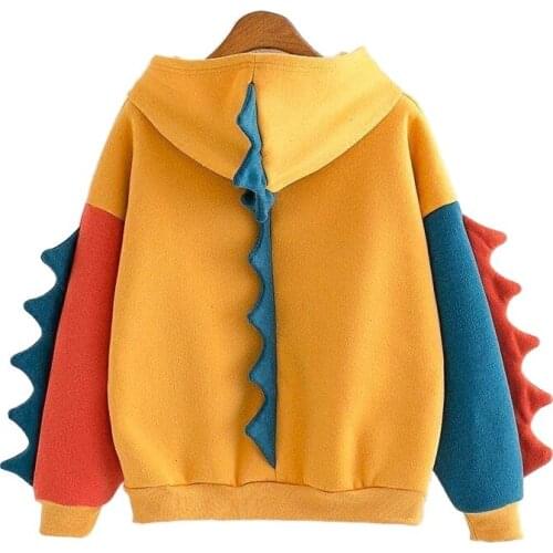 Merry Pretty Dinosaur Cartoon Hoodie Women Fashion Women Sweatshirt with Horns Korean Style Clothes for Girls Sweatshirt Tops