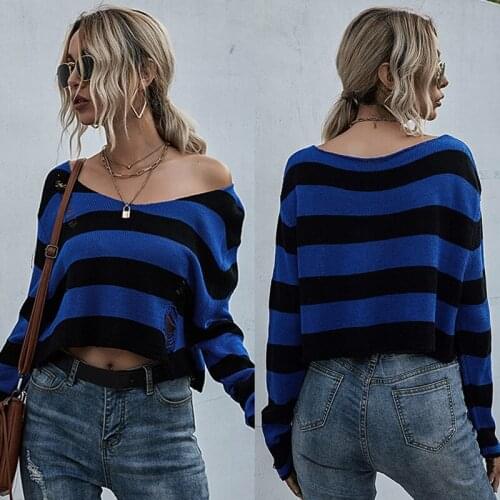 Women Autumn Knitted V-Neck Sweater Ladies Casual Pullover Sweater Long Sleeve Knit Jumpers