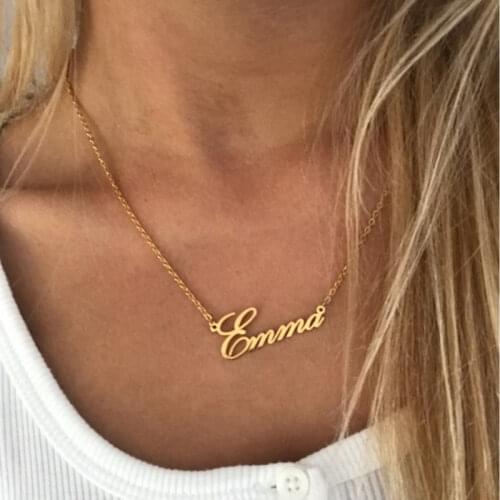 Customized Fashion Stainless Steel Name Necklace Personalized Jewelry Letter Pendant Necklaces for Women Choker Best Friend Gift