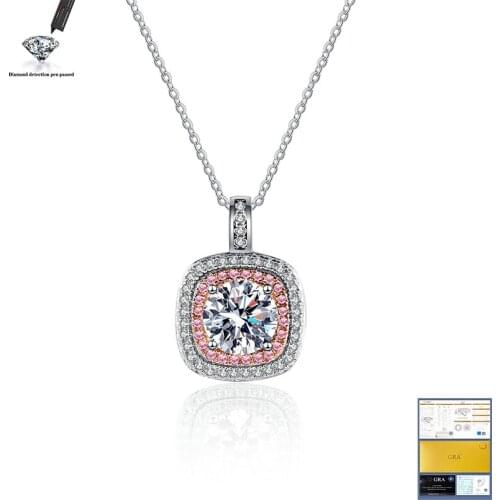 925 Sterling Silver Twinkle Moissanite Jewelry 6.5mm 1.0Ct Moissanite Diamond Pendant Necklace For Women Wedding