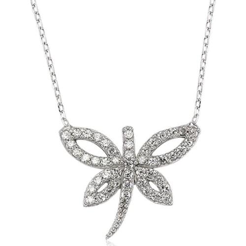 Silver Dragonfly Women Necklace