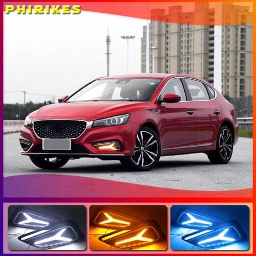 1 Pair Car LED Daytime Running Lights White Yellow Blue Running Turn signal DRL for MG6 MG 6 2017 2018 2019 2020 Fog Lamp Covers