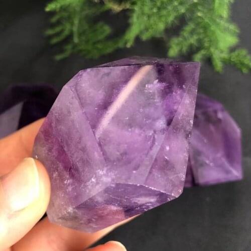 1PC 70-85g Beautiful Natural Crystal Column Amethyst Raw Stone Grinding High Quality Crystal Handicraft Six Prism