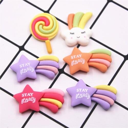 10PCS rainbow/Cloud/lollipop Resin flat back Art Supply Decoration Charm Craft