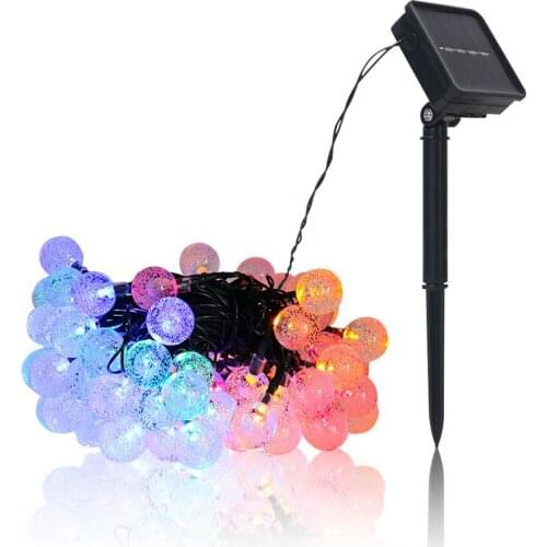 20/5 30/6 50led/7m Crystal Ball Beads Solar Lamp Power LED String Fairy Lights Garlands Garden Christmas Outdoor Decoration