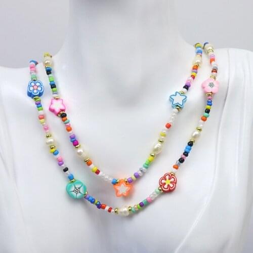 5 Pcs Colorful Bead Freshwater Pearls Rice Bead Strand Necklace Strand Necklace Fruit Jewelry Necklace Gift 90012