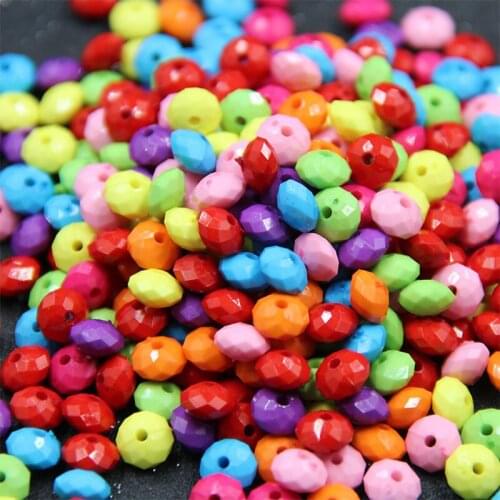 500pcs/lot Faceted Beads 5mm*7mm Acrylic Rondelle Loose Spacer Round Beads for Jewelry Making DIY Accessories