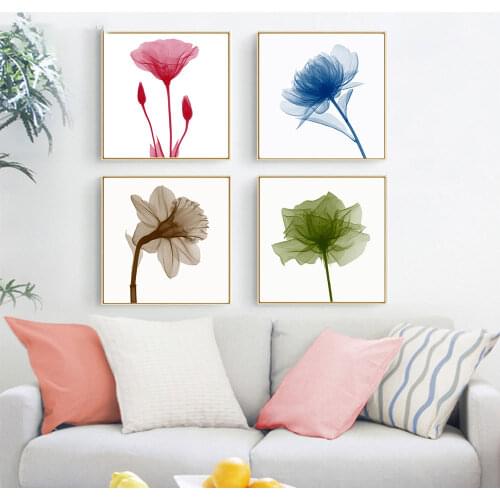 Abstract Watercolor Flower Canvas Painting Modern Minimalist Small Fresh Flower Poster Living Room Wall Art Decoration Pictures