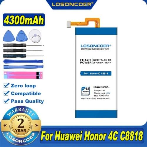100% Original LOSONCOER 4300mAh HB444199EBC+ Battery for Huawei Honor 4C Battery C8818 CHM-UL00 CHM-TL00H CHM-CL00