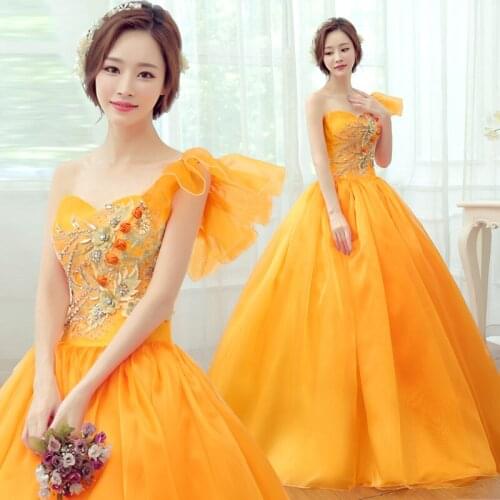 Freeship orange color veil ruffled single beading ball gown medieval dress Renaissance Gown queen dress Victorian Belle ball
