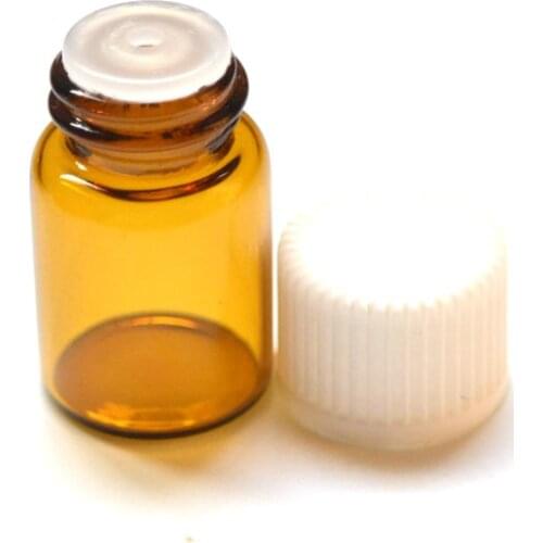 Free Shipping 1ml Small Amber Glass Vials with Orifice Reducer and Cap Small Essential 1/4 Dram Mini Oil Bottle