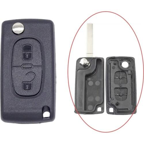 2 button Car key Case fob For Peugeot 308 307 207 407 Fit CE0536 Remote Key shell Replaceable Folding Flip key Cover HU83 Blade