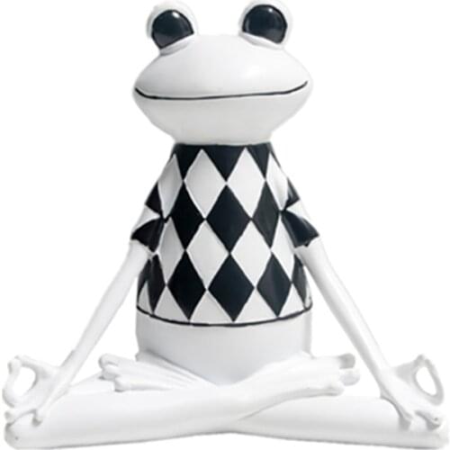 Decoration for Home Decor 3 Styles Resin Stripes Frog Yoga Figurines Animal Statue Frog Model Office car living room decoration