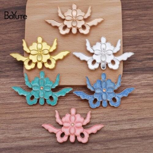 BoYuTe (10 Pieces/Lot) 36*62MM Enamel Flower with 8 Loops at Back Handmade DIY Alloy Headwear Accessories