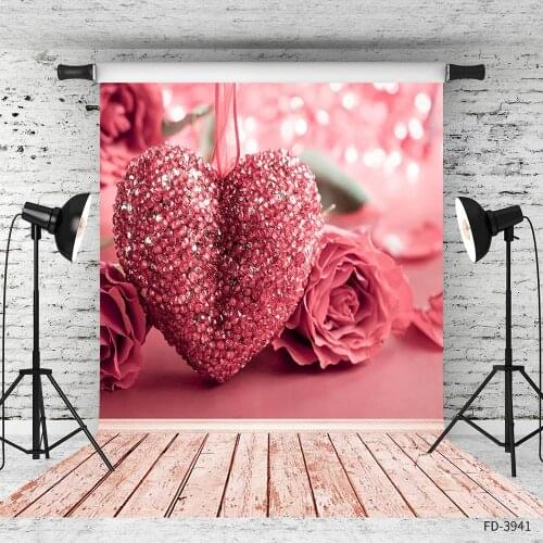 Red Heart Rose Wood Floor Photophone Shooting Photography Backgrounds Baby Shower Children Portrait Photo Studio Props Backdrops