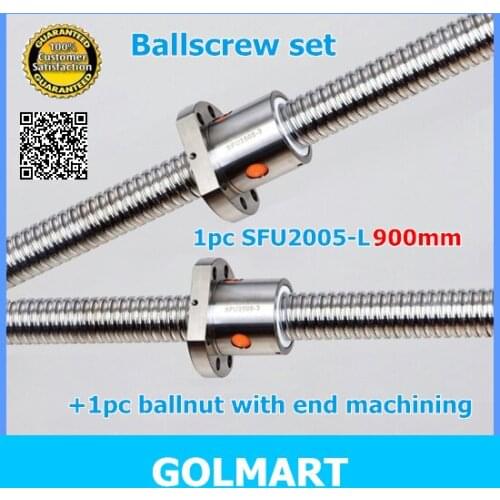End machined Anti Backlash guide Ball Screw Set SFU2005 - 900mm 2005 BallScrews Ball Nuts Accessories for CNC Parts Best Price