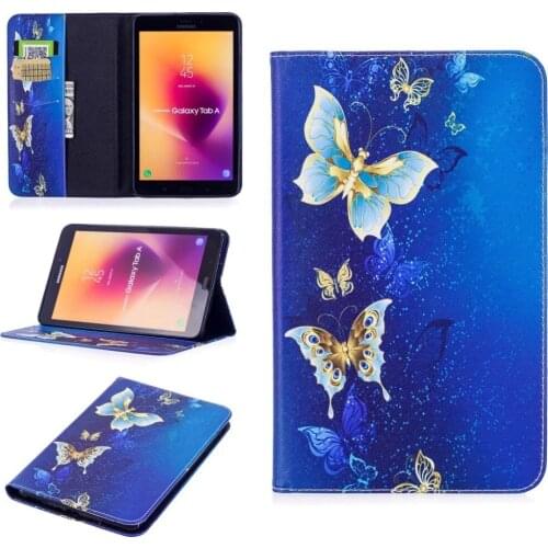 Print Leather cover For Samsung Galaxy Tab A 8.0 2017 T380 T385 Flower owl Butterfly 3D Wallet stand Card Slots Tablet Case+pen