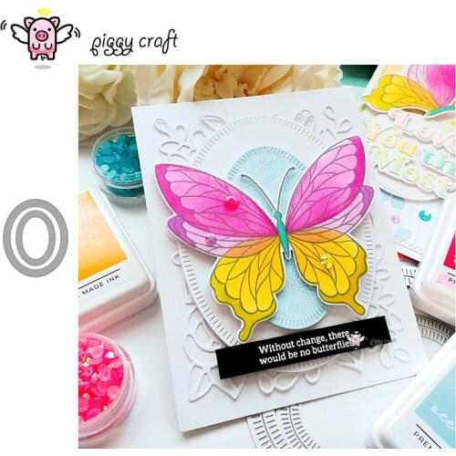 Piggy Craft metal cutting dies cut die mold Line oval background frame Scrapbook paper craft knife mould blade punch stencil