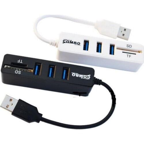 Mini 2 in 1 Combo 3 Port USB 2.0 HUB 6 Port USB2.0 Splitter + Card Reader Cardreader for SD TF Micro SD for PC Computer
