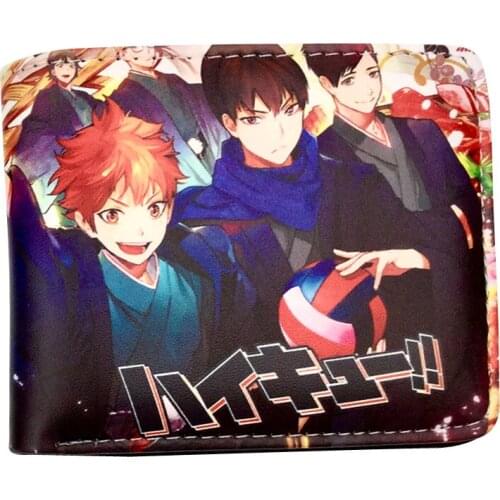 Cartoons Bifold PU Leather Cosplay Haikyuu Wallet With ID Windows Coin Pocket