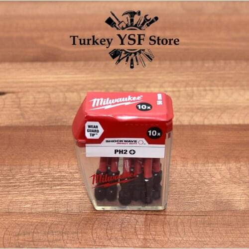 Milwaukee Shockwave 10 Piece PH2 50mm Screwdriver Bits Set Professional Equipment Set Of Tools