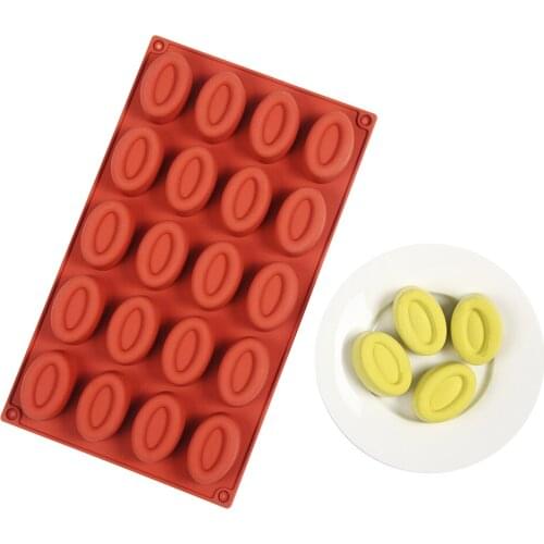 New 20-cavity Silicone Oval Doughnut Mold Small Cake Chocolate Pancake Moulds for Baking Mini Dessert Kitchen DIY Handmade Tools