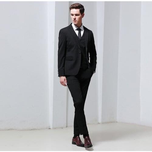 New Tailor Made Fashion Hadsome Black Suits Men Slim Fit Tuxedo Groomsmen For Wedding Dress Dinner Party Suits